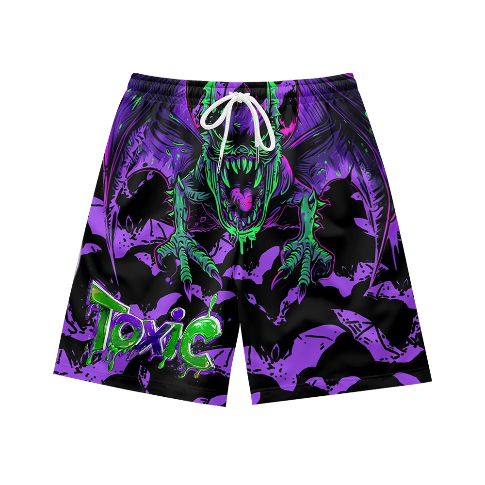 100% Polyester All Over Printing Custom Men's Shorts Summer Men Anime Shorts pantalones casuales Bat print