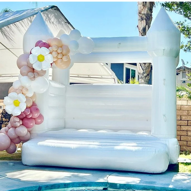 Hüpfburg Kommerzieller aufblasbarer Hüpfburg Weißes Hüpfhaus mit Rutsche