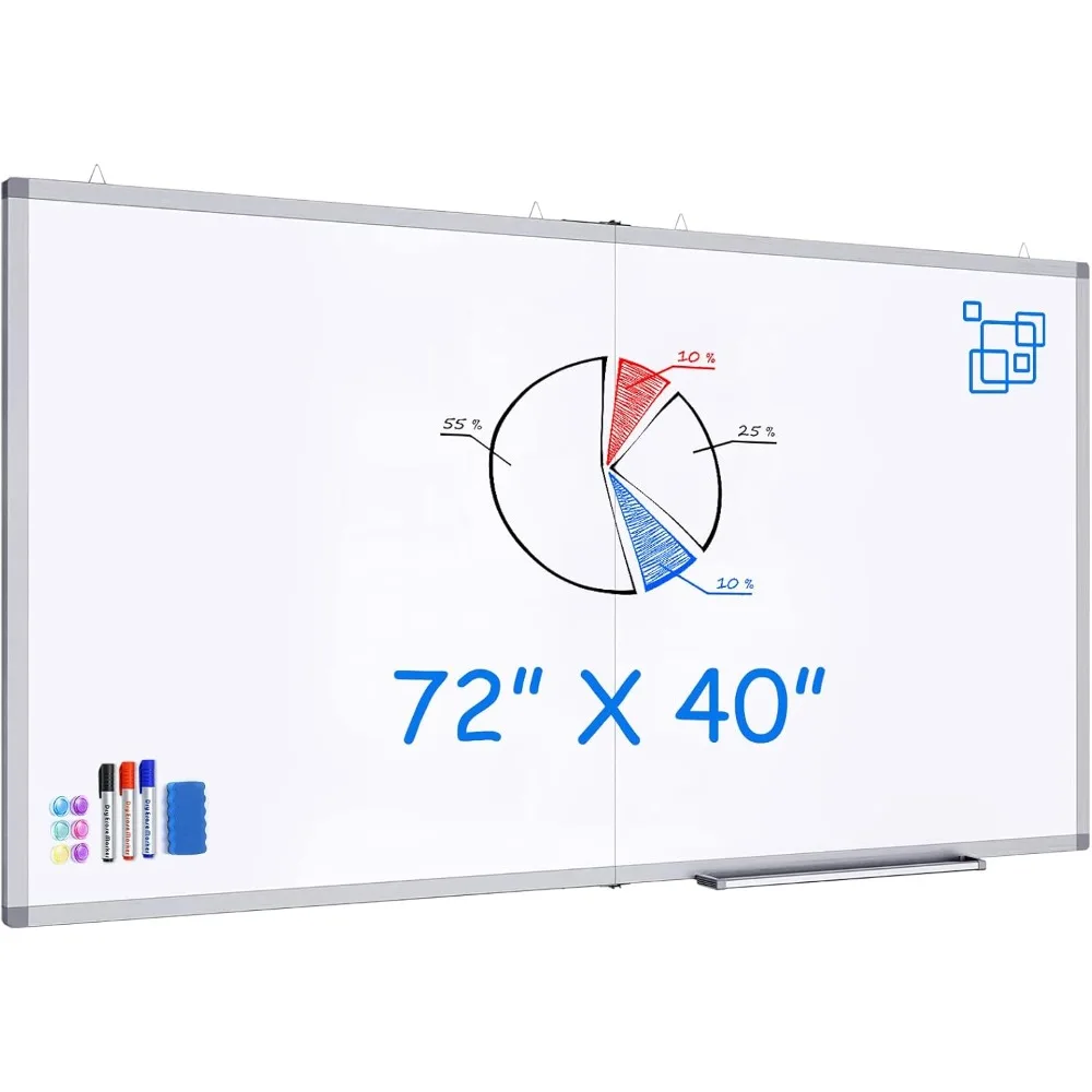 

US Shipping Magnetic White Board Dry Erase Board for Wall 72 x 40 Inches Aluminum Frame with Long Pen Tray for School Office