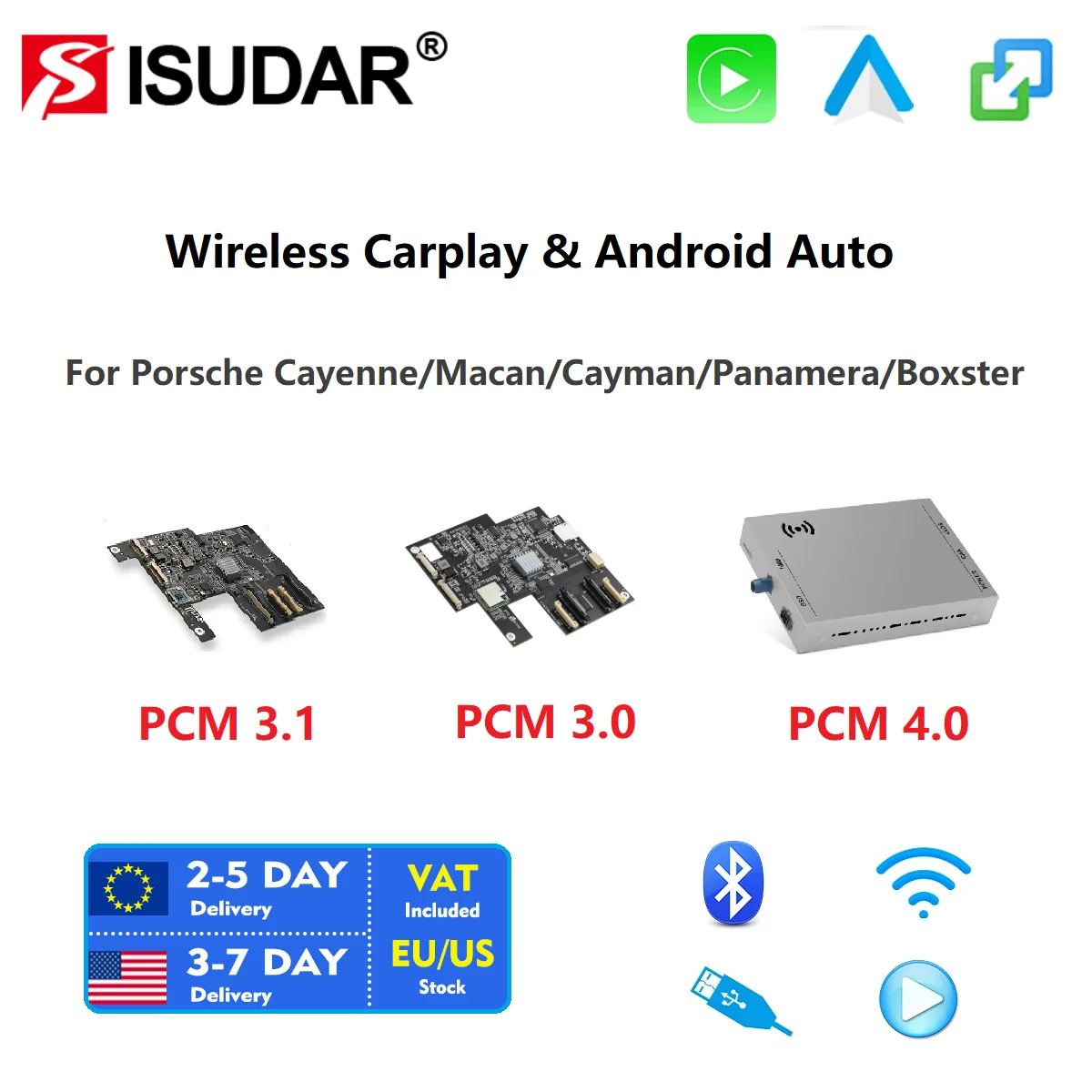 ISUDAR CarPlay adapter For Porsche Panamera Cayenne Macan Cayman Boxster 911 718 Android Auto ai box carplay smart car system