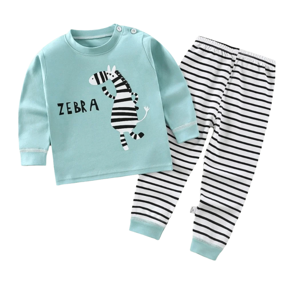 تنفس طويلة الأكمام ملابس داخلية للأطفال مجموعة الكرتون السراويل القطنية منامة لينة تي شيرت بيجامة مجموعة ملابس المنزل #4