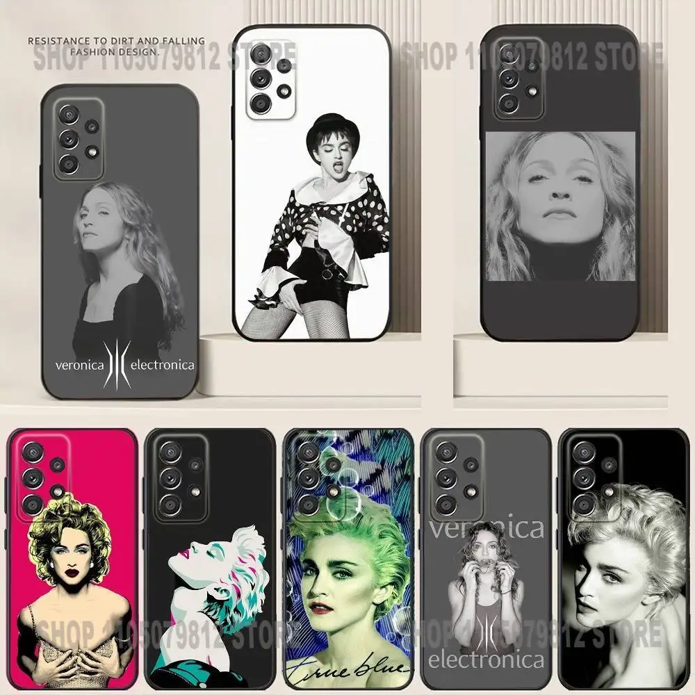 

Veronica Electronica M-Madonna Phone Case For Samsung S25,24,21,22,23,30,Ultra,20,Plus Black soft silicone case