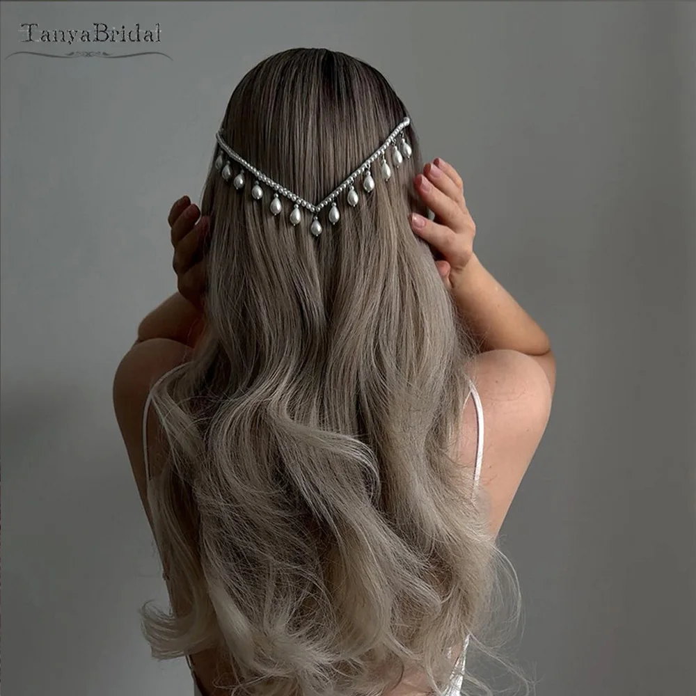 

V-образный головной убор с жемчугом, свадебная повязка для волос, свадебные аксессуары, модная повязка для волос DH014