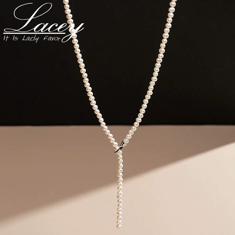 Long Natural Freshwater Pearl Neckalce For Women,Fashion Real Small White Pearl Necklace 85cm Nice Gift Fine Jewelry