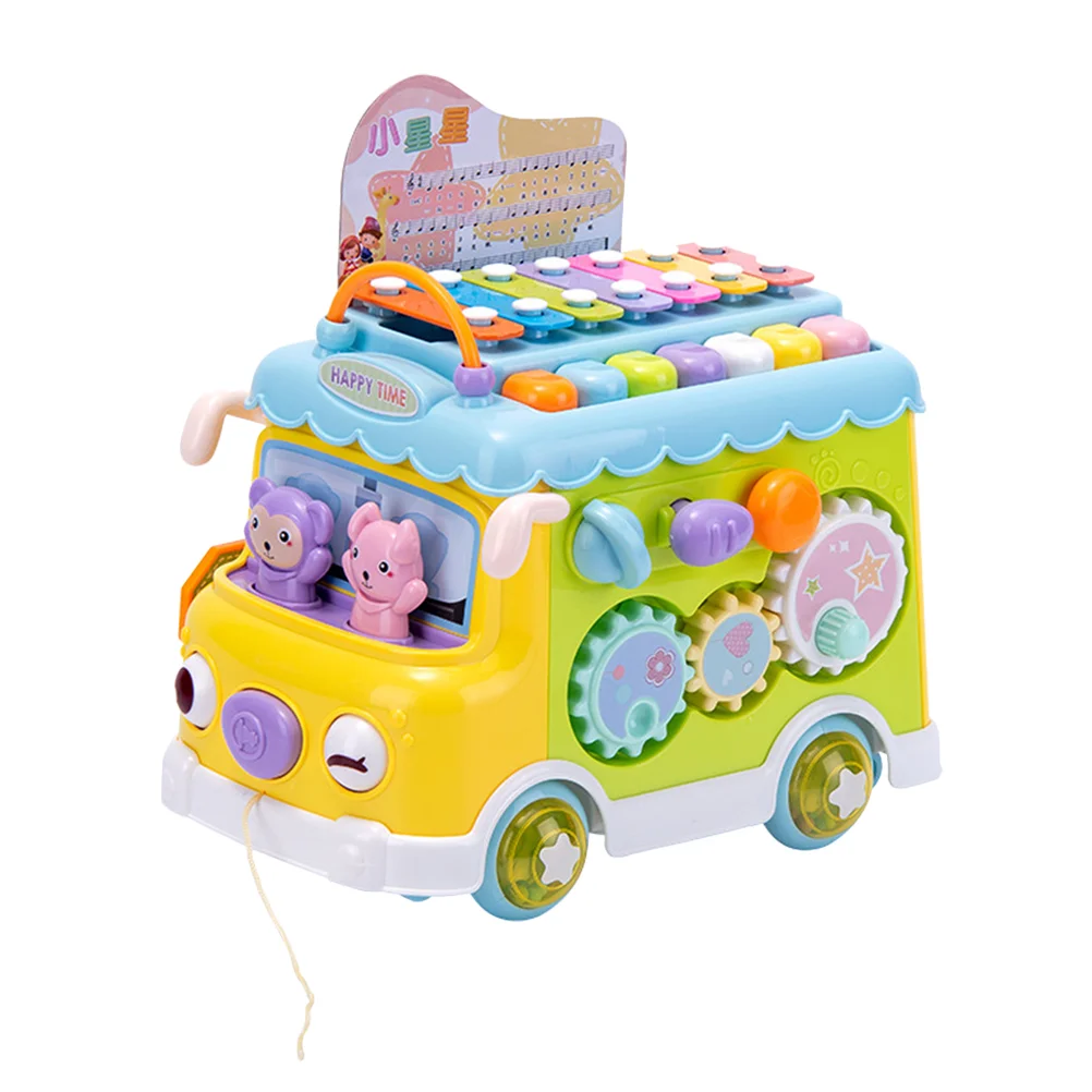 

Children's Piano Cars Toys Baby Music Hand Percussion Educational Playthings Girl Boy Gift Plastic Xylophone Bus Knocking