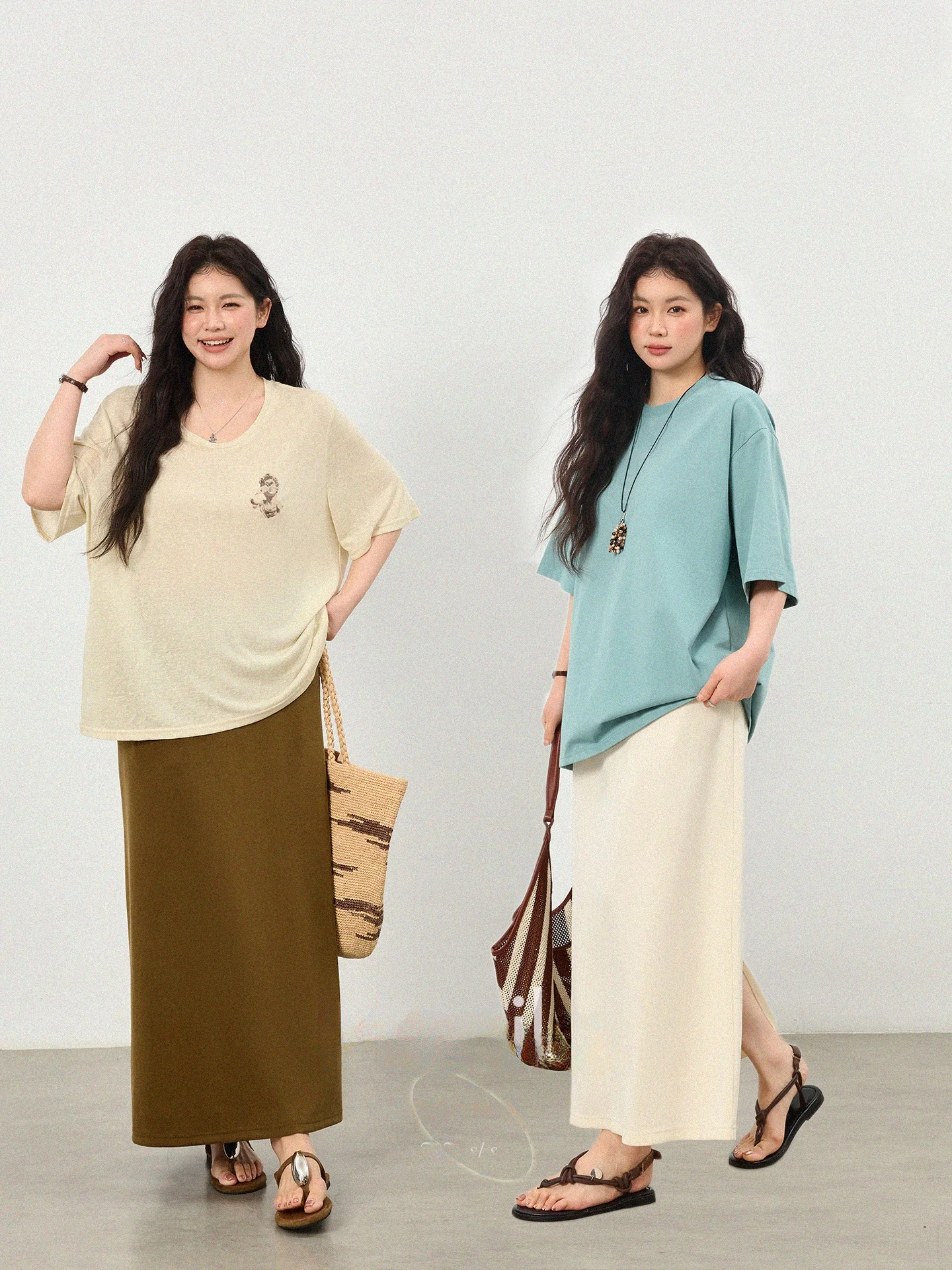 

plus Size Casual High Waist Elastic A-Line Skirt Summer New Arrival Women's Fashion Skirts Korean Style Long Skirts