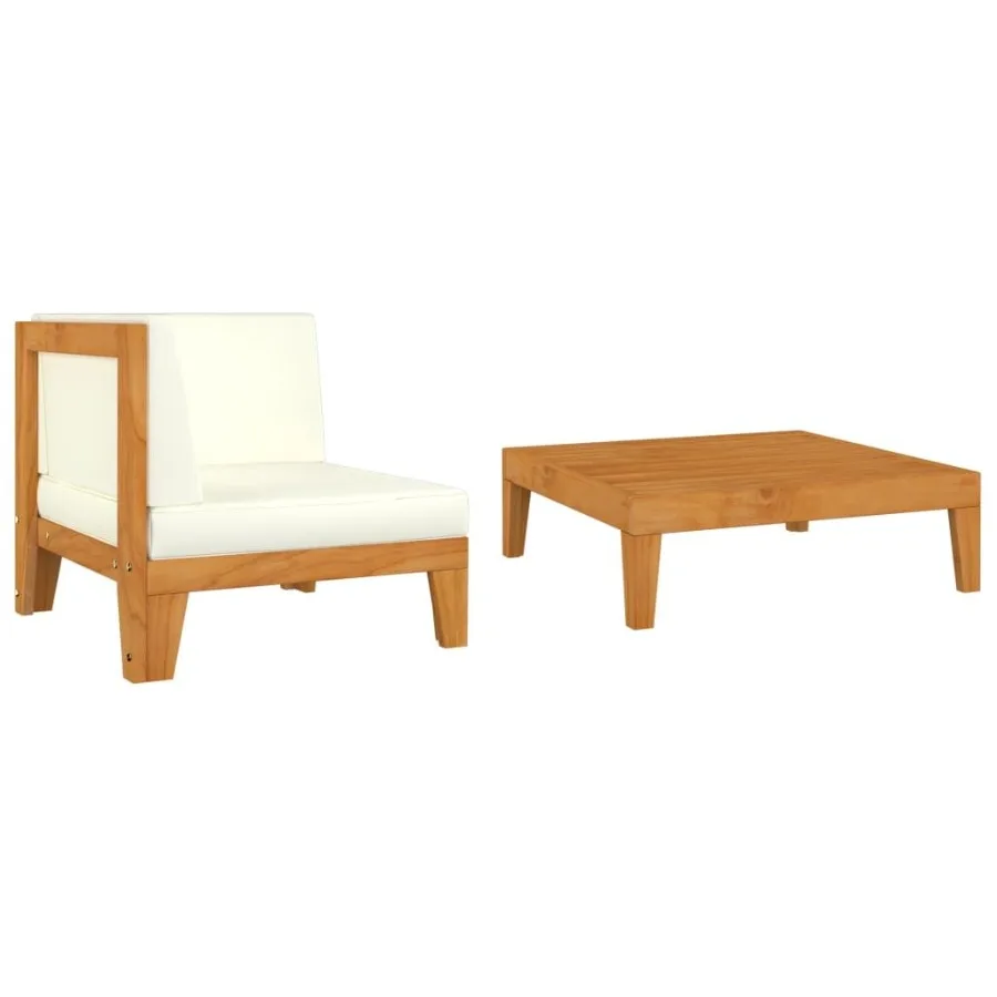 

2 Piece Patio Lounge Set with Cushions Solid Acacia Wood