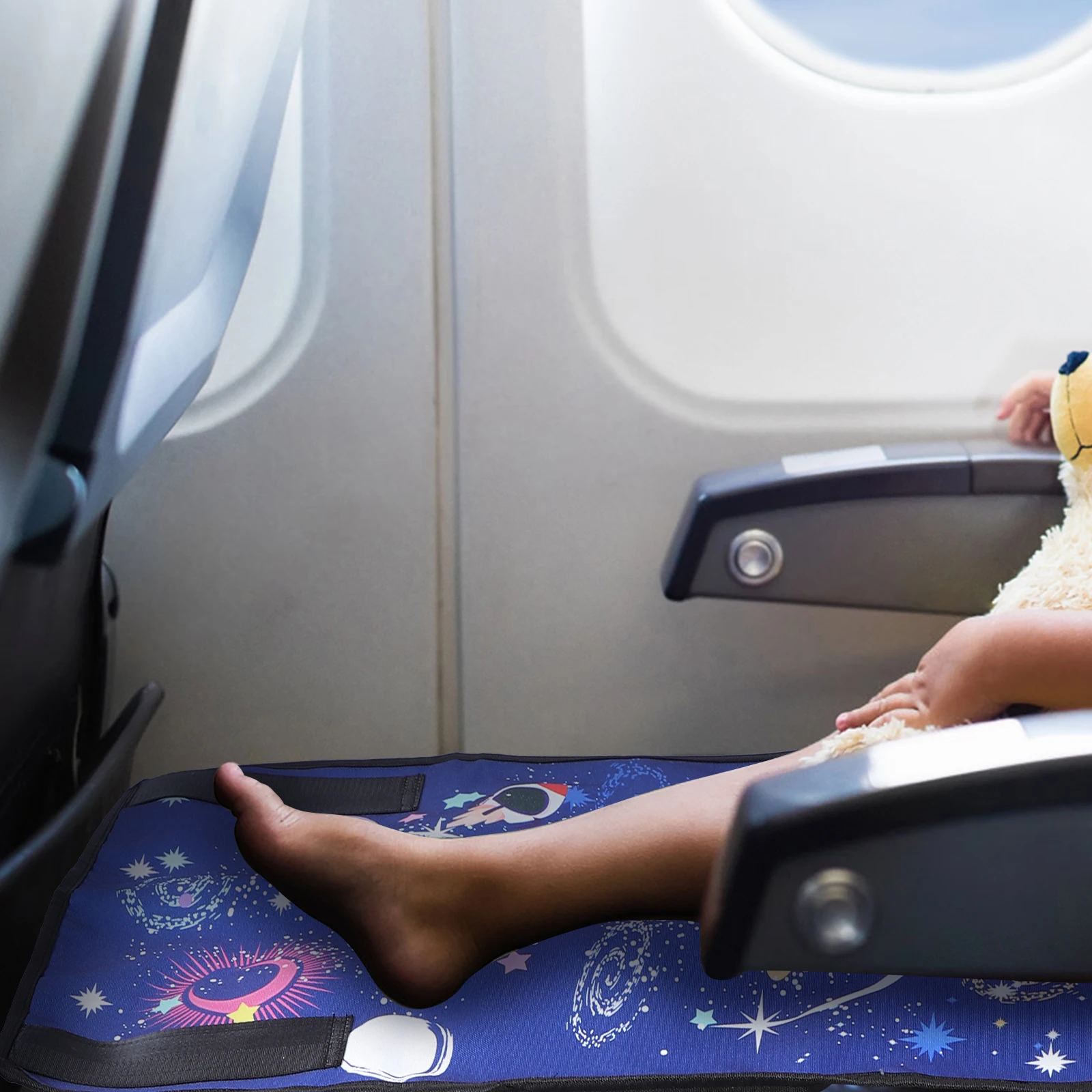 

Portable Car Seat Footrest for Airplane Travel Bed Extender Compatible Most Seats Outdoor Furniture Toddler Blue