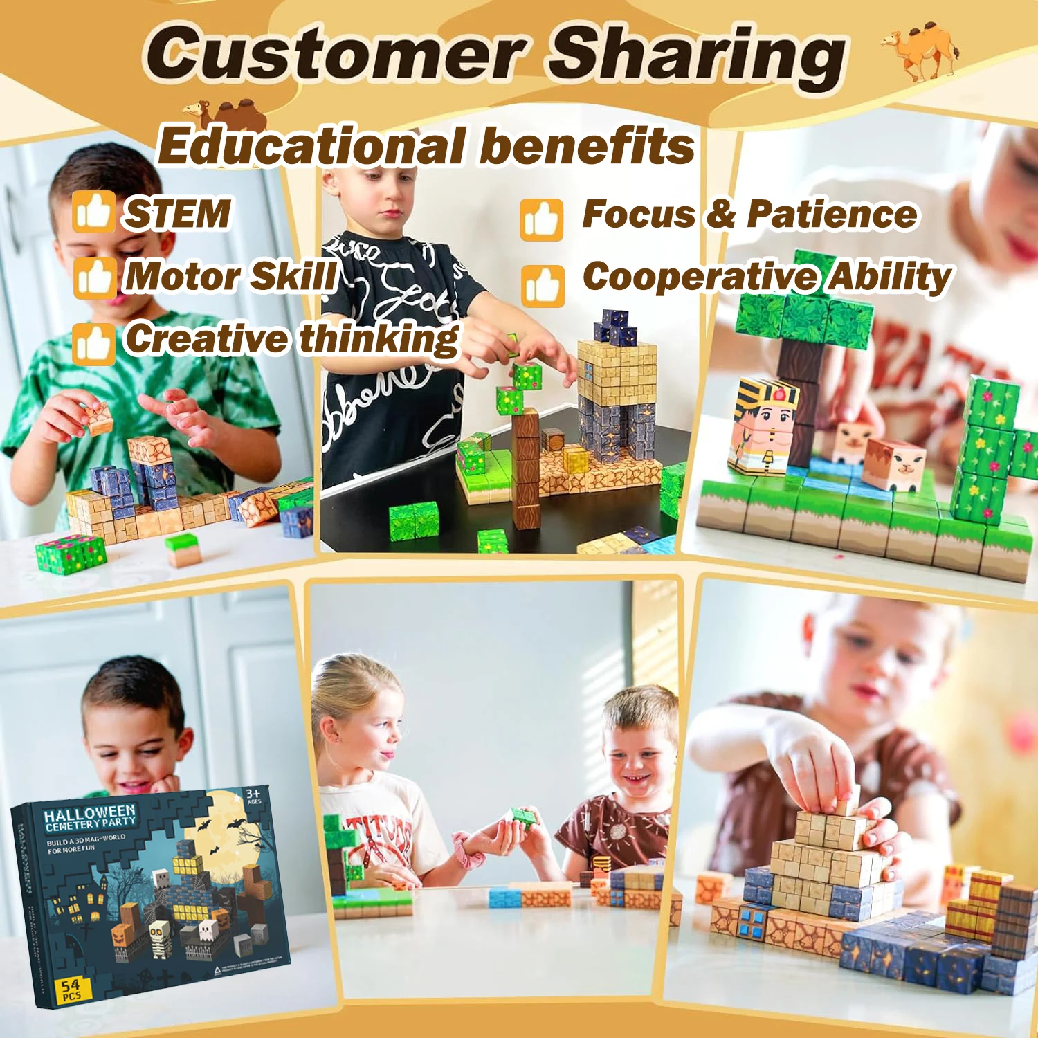 磁気ビルディングブロックおもちゃマグネットキューブ世界セット子供のための年齢 3 + DIY モデル子供幹モンテッソーリ感覚おもちゃハロウィンギフト