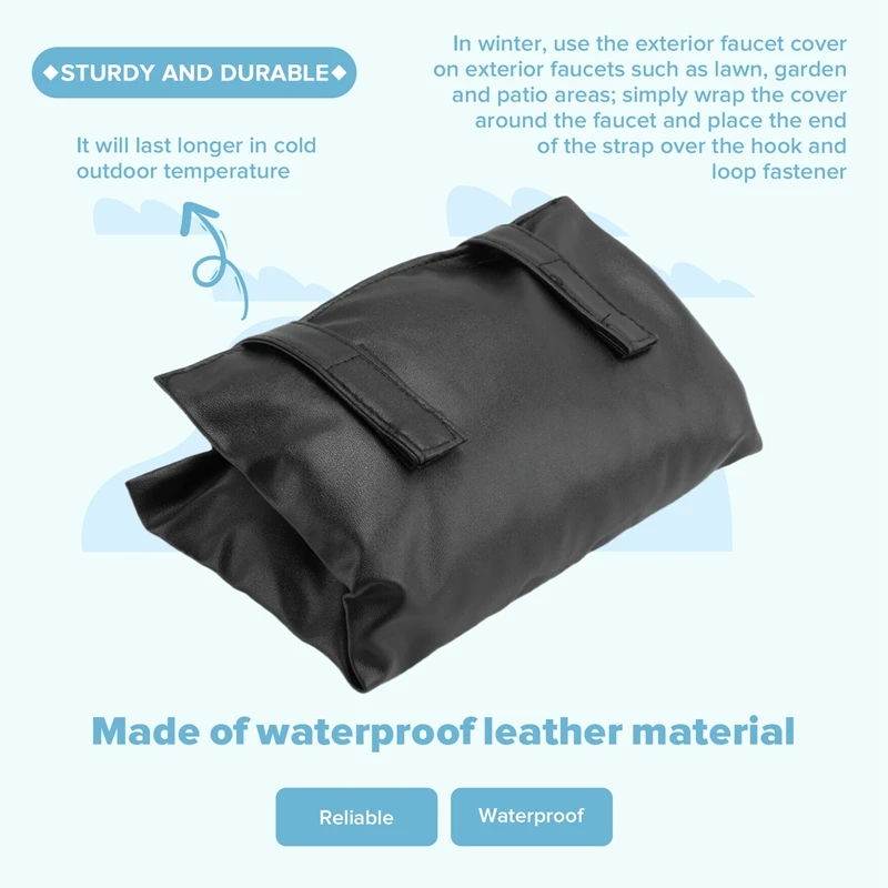 

Insulated Outside Tap Cover Winter Frost Protector Outdoor Weather Jacket Garden Faucet Cover Leather Black-A73M