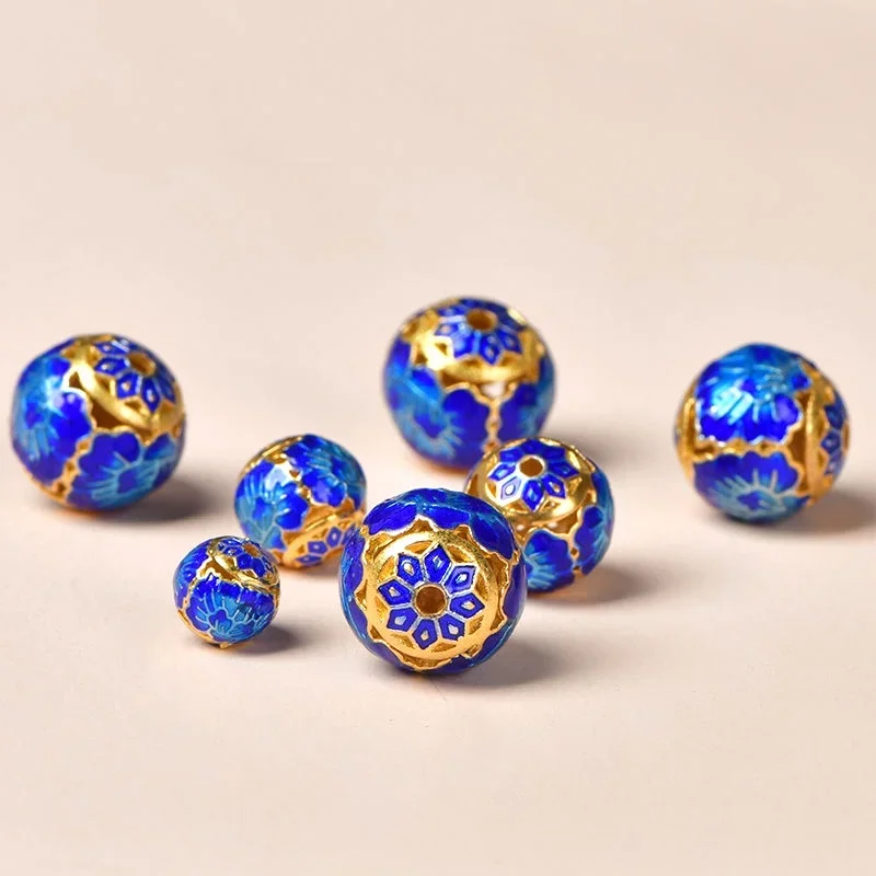 مصوغة بطريقة لوتس الخرز ، خبز الأزرق فاصل ، نازف النفط ، لون المينا ، حرق سوار يدوي الصنع ، قلادة الملحقات #3