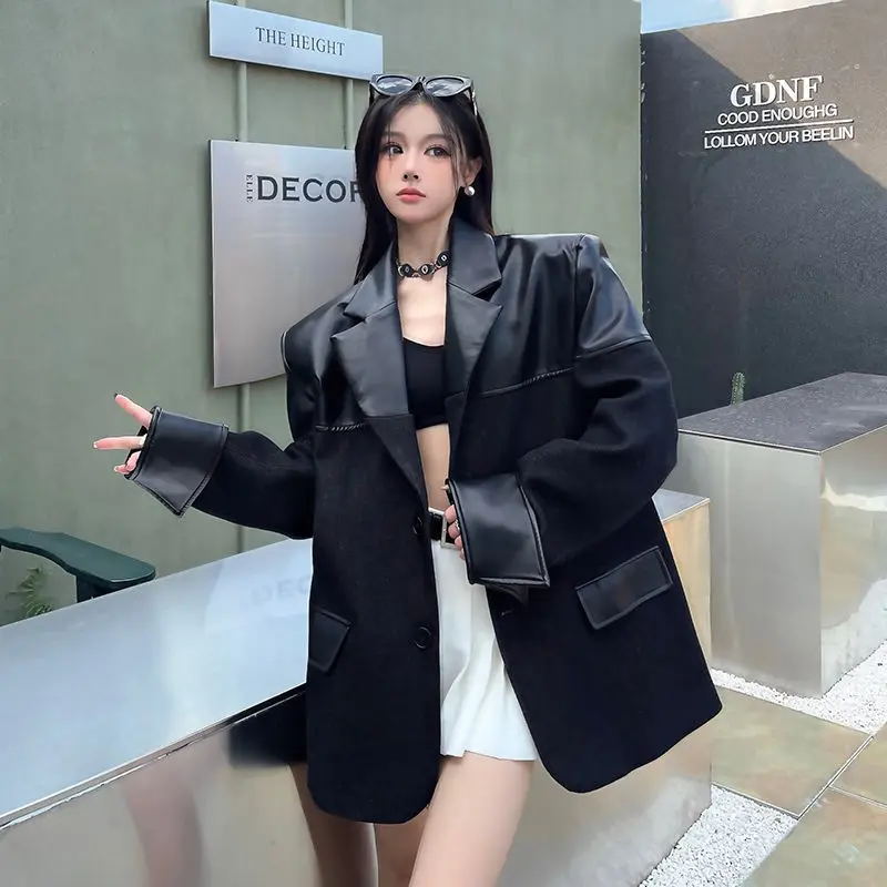 Women's Models Fall Winter Coat Blouse Suit Thickened Splicing Buttons Loose Fashion Senior Leisure Simple Brand New Soft Niche