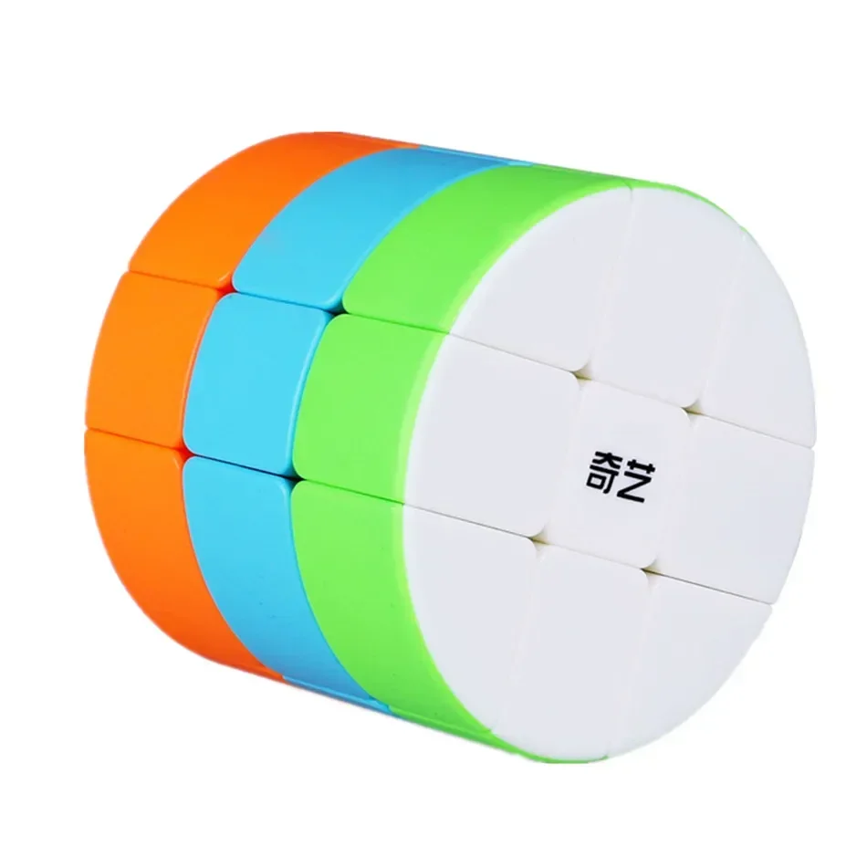 QiYi 3x3x3 Cylindrical Cube Stickerless Strange-Shape Magic Cube Twisty Mgaic Cube Learning&amp Educational Puzzle Toys