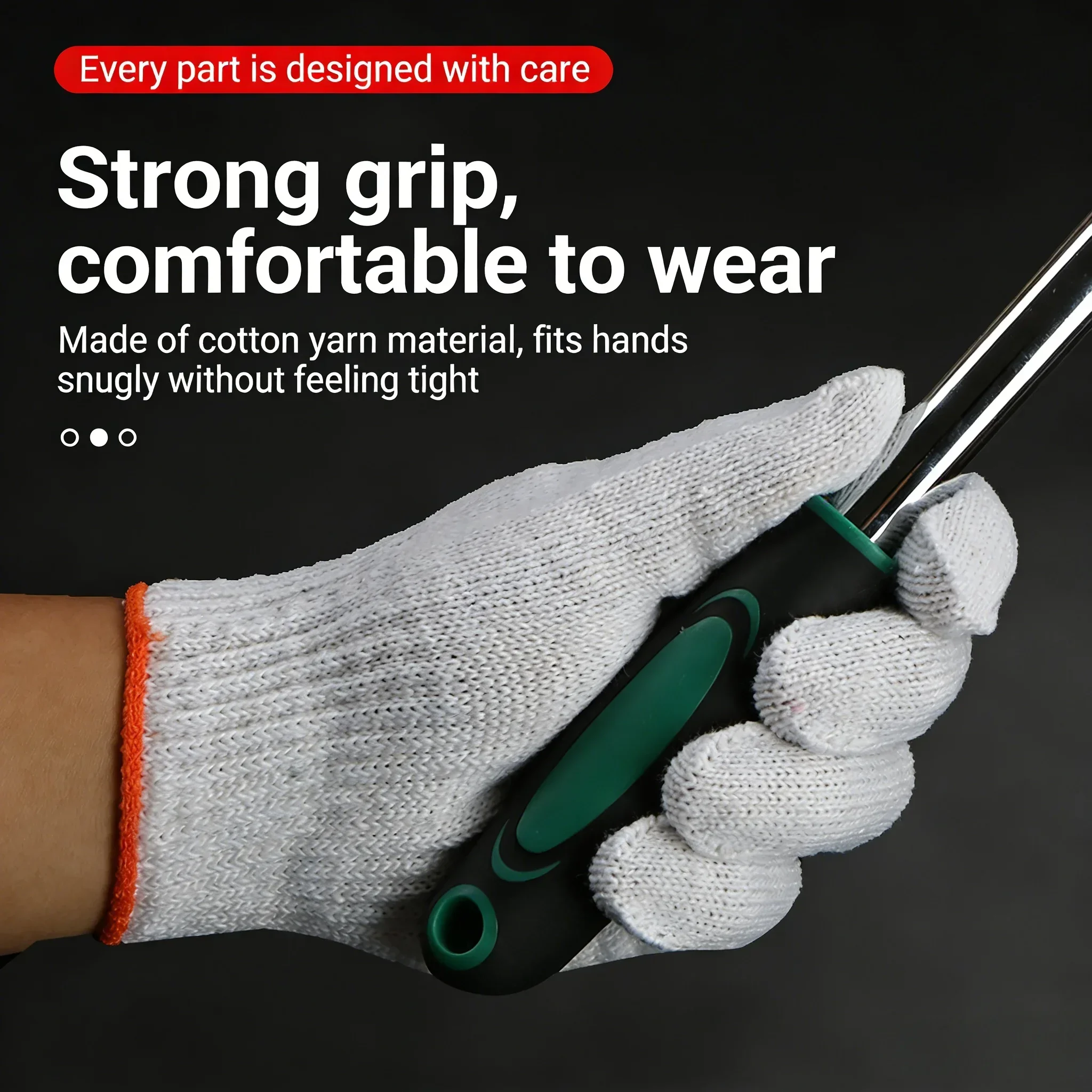 1 Pair Cotton Yarn Work Gloves Natural White Knitted Safety Gloves Wear Resistant Protective Industrial Labor Gloves for Workers