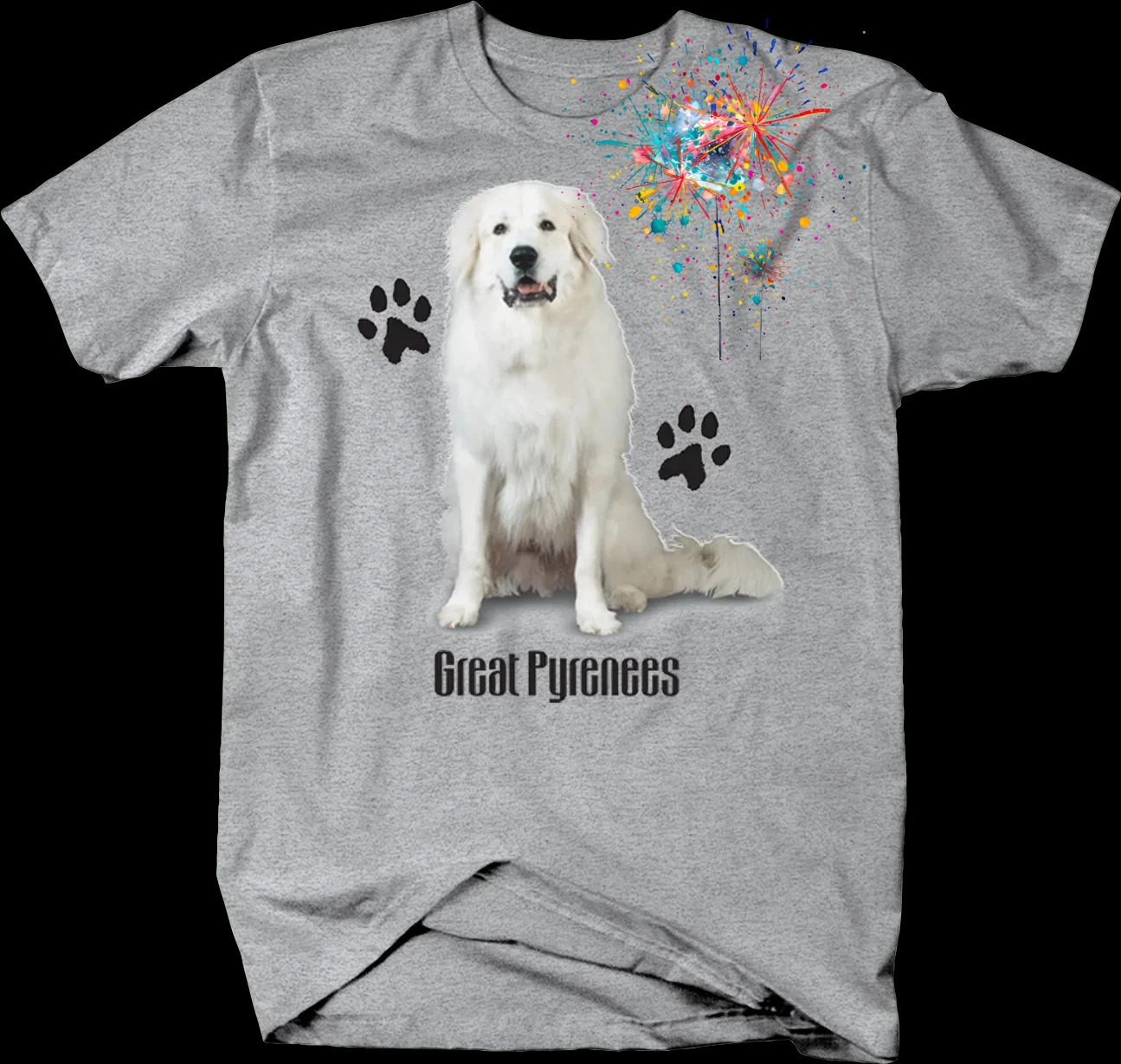 Cute White Great Pyrenees Dog Paw Printed T-Shirt 100% Cotton O-Neck Summer Short Sleeve Casual Mens T-shirt Size S-3XL