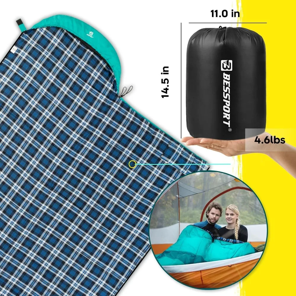 kantong tidur musim dingin |   berlapis flanel 18 ℉   - 32 ℉   Sleeping bag dewasa ukuran besar untuk cuaca hangat & dingin musim semi-panas |   ringan, w