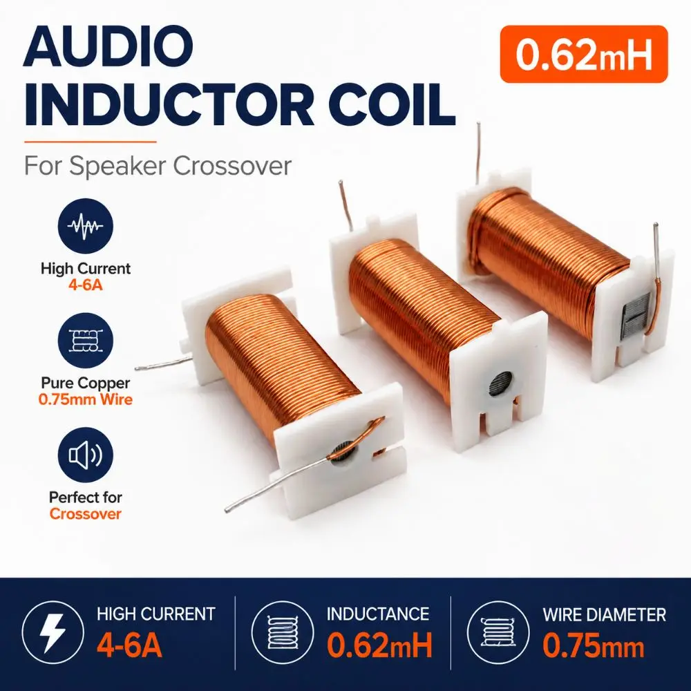 High Current 0.62MH Speaker Crossover Inductor Coil 0.75mm 4-6A Inductor Coil Pure Copper Speaker Coil