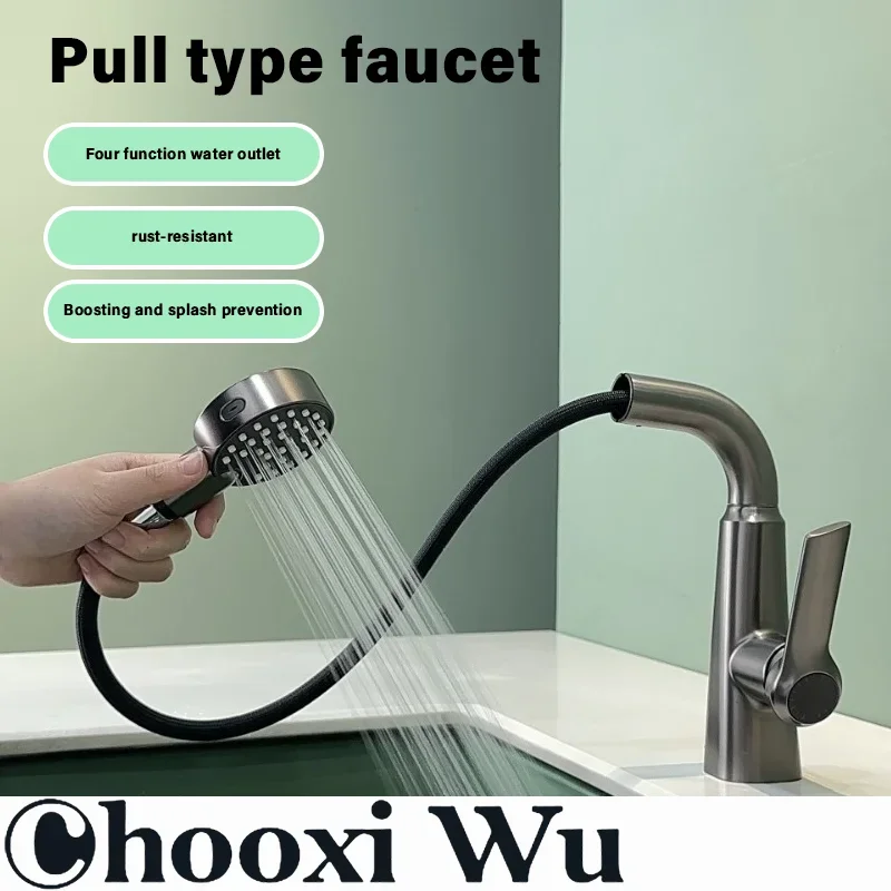Bathroom Faucet Hot Cold Water Sink Mixer Tap Basin Faucets Washbasin Pull Faucet Copper Lifting Pull Faucet Hot and Cold Water