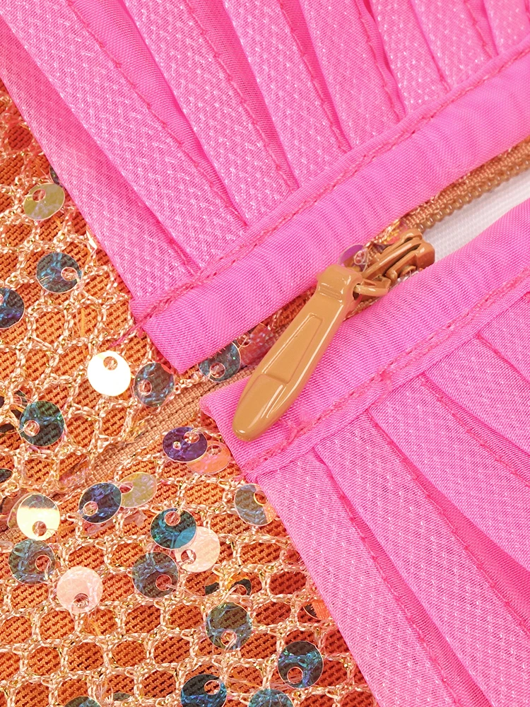 Funkelndes schulterfreies Abendkleid im Meerjungfrau-Stil, ausgeschnittenes Mesh-Patchwork, Pailletten und Perlenstickerei, Abschlussball-Party-Outfits