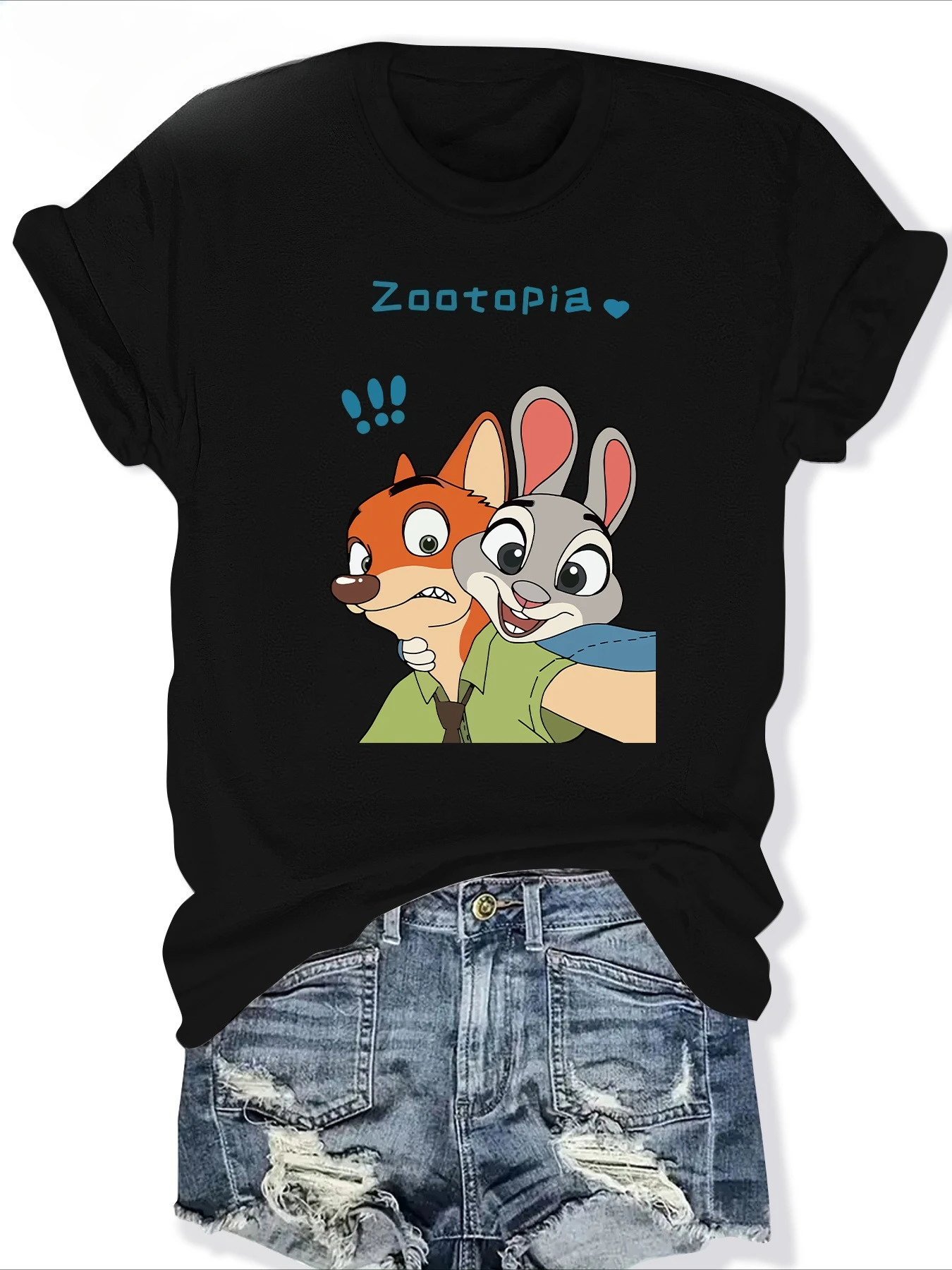 

Женская фиолетовая футболка Disney Zootopia Judy Hopps & Nick Wilde — мягкая повседневная рубашка с рисунком Джуди и Ника для фанатов Диснея