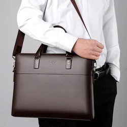 2024 New Fashion Luxury Pu Leather Business Men's Briefcase Male Shoulder Bag Men Messenger Bag Boy Casual Tote Computer Bag