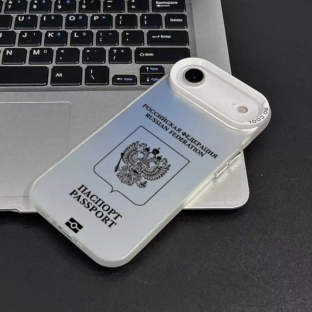 روسيا جواز السفر تصميم جراب هاتف آيفون 17 16 15 14 13 12 11 برو ماكس الهواء الملونة ماتي الليزر أورورا للصدمات جراب هاتف #4