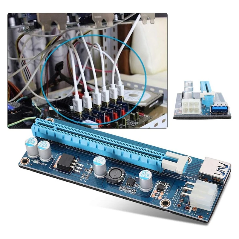 Mini PCIE 16X Adapter,PCIE To PCI Express16x Extender,With 4 Solid Capacitors And 6Pin Interface,For Video Card Mining-AT93