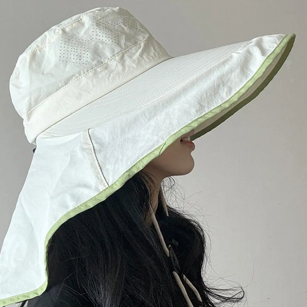 Breathable Sun Hat with Drawstring Women’s Sun Hat with Neck Flap Wide Brim Floppy Hat Breathable Uv Protection Cap for Hiking