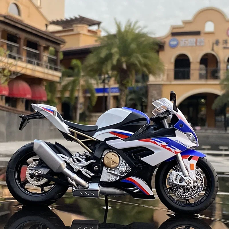 1:12 BMW S1000RR Moto da corsa in lega Simulazione Diecast Modello di moto da fondo Collezione di suoni e luci Regalo per bambini