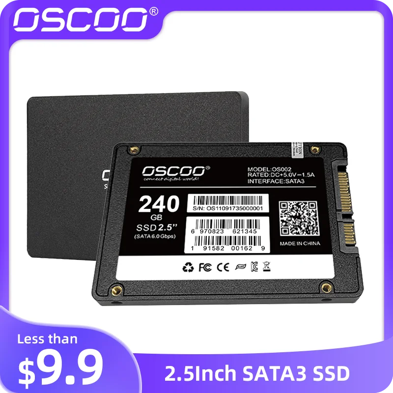 OSCOO 2.5 ''SSD 240GB asli Solid State Drive 120GB 3D TLC NAND Flash SATA3 6.0Gbps SSD untuk Laptop Desktop SSD Hard Disk