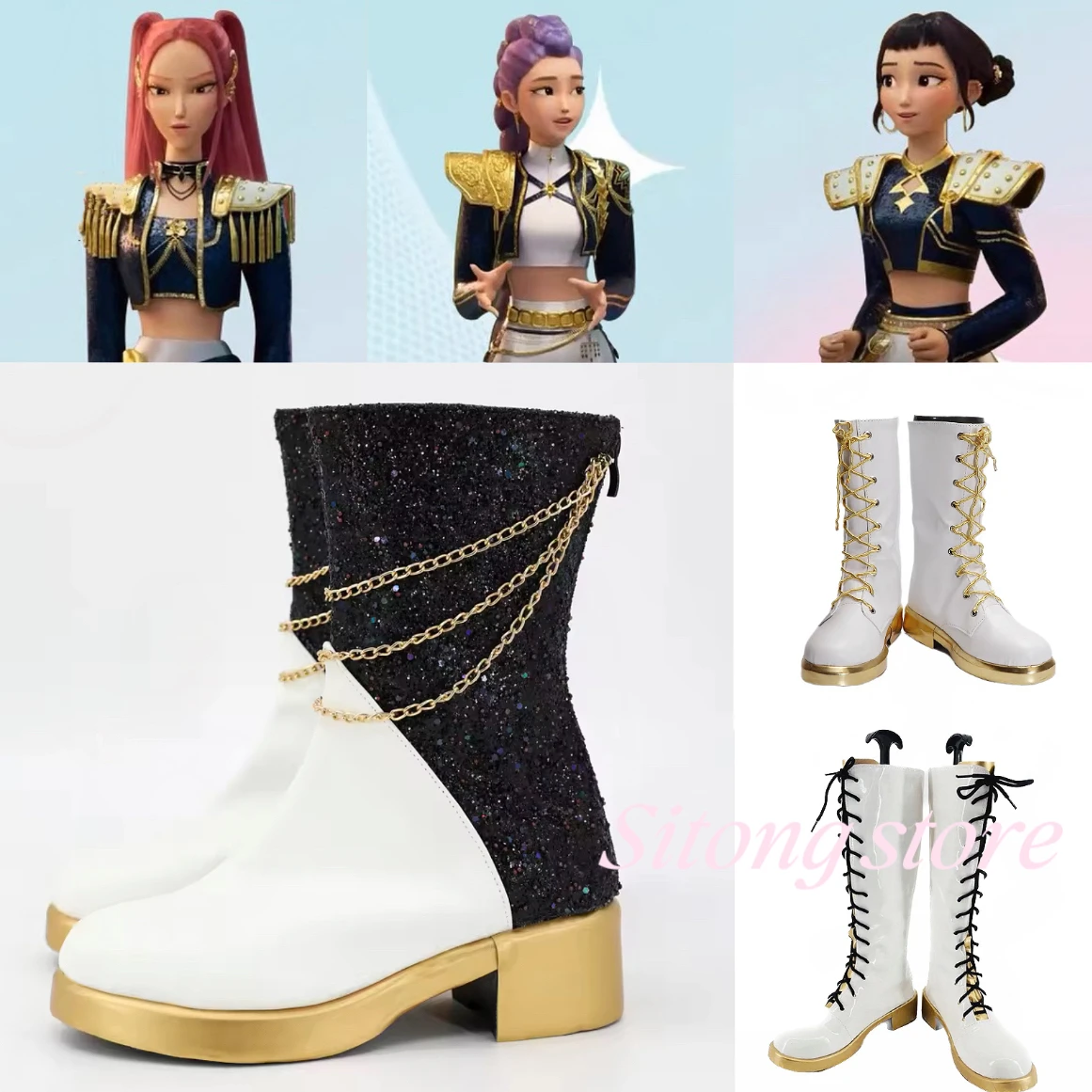 

KPop Охотники на демонов Руми Мира Зои Косплей Костюм Обувь Аниме Карнавальная вечеринка Сапоги на Хэллоуин Обувь