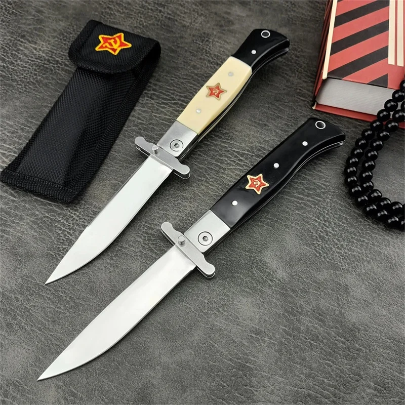 

Russian Finka NKVD EDC Pocket Knife 440C Blade ABS Handle Portable Outdoor Camping Hunting Tool with Nylon Sheath