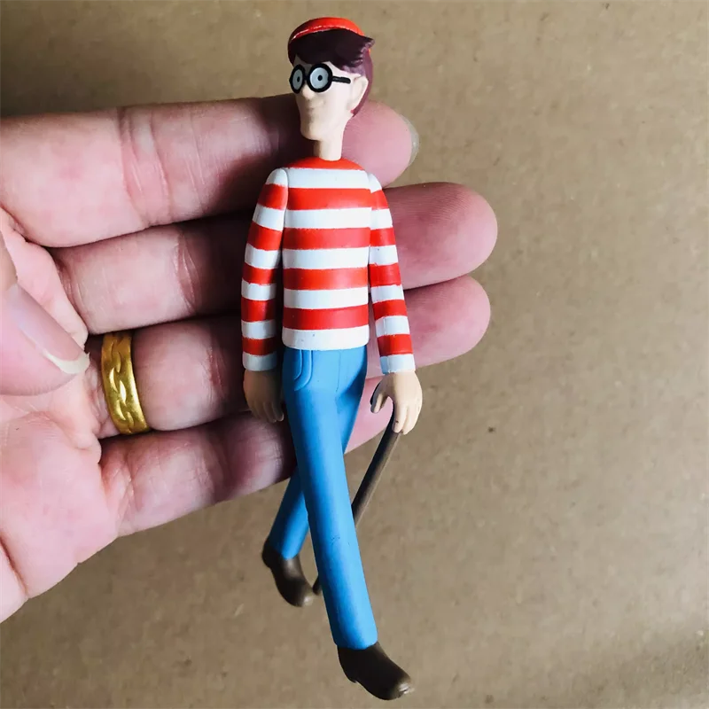 12cm cartoon Where‘s Wally Action figure doll hard resin kid collection Waldo model toy