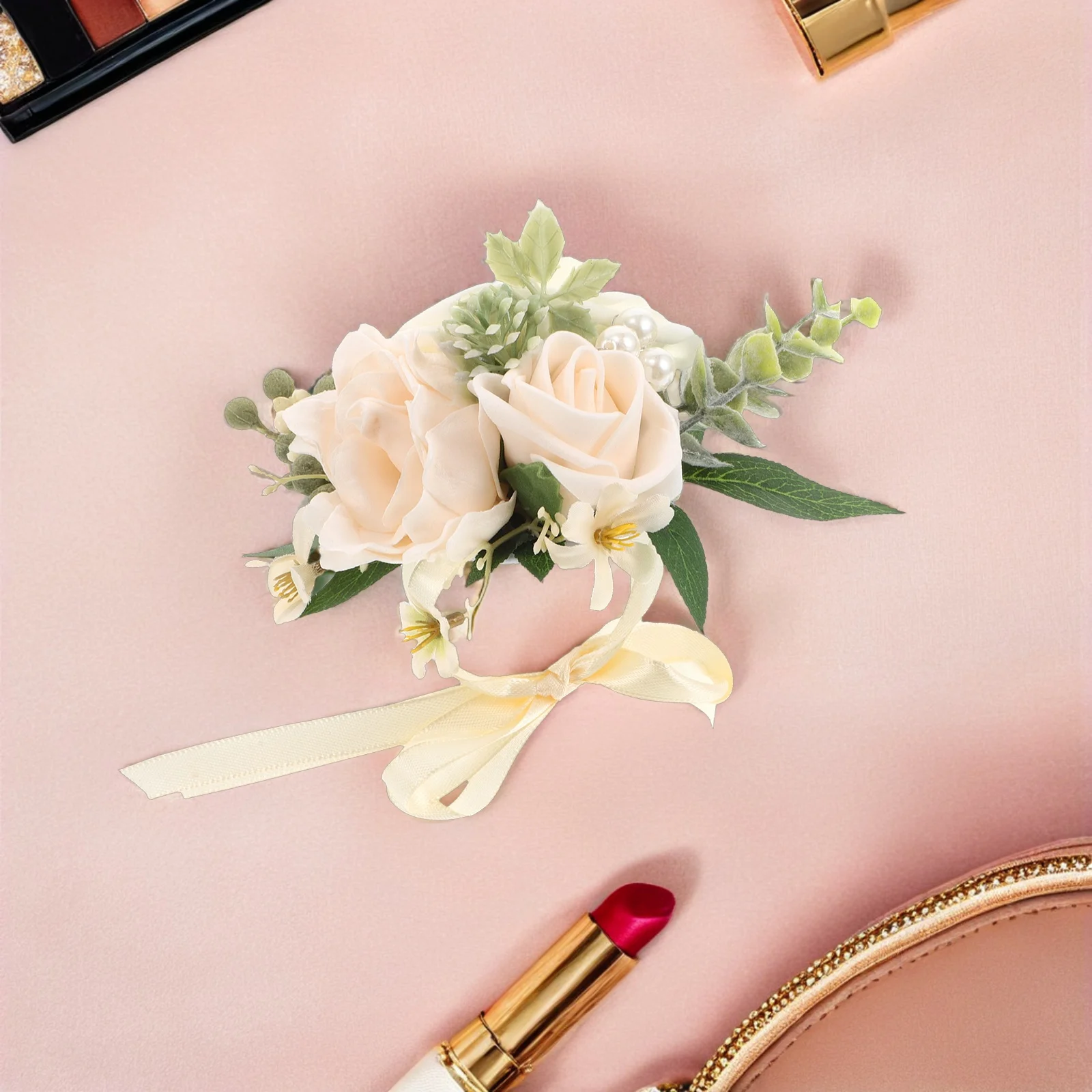 ارتفع المعصم الصدار أنيقة زهرة الحرير الاصطناعي السوار سوار الزفاف اليد زهرة للعروس وصيفات الشرف حفلة موسيقية الديكور