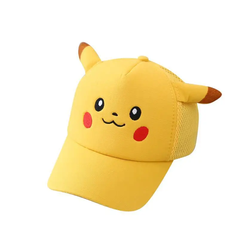 Pokemon Anime Cartoon Series Peaked Cap Kids Hat Baby Cartoon Pikachu Cap Boys\' Summer Thin Sun Visor Girls\' Mesh Baseball Cap