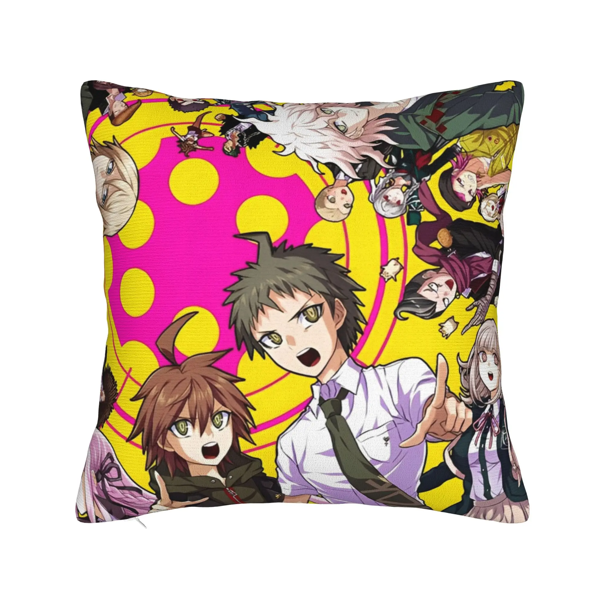 Danganronpa انمي ياباني وسادة غطاء ميرش الطباعة غطاء الوسادة زينة رمي كيس وسادة غطاء المنزل أحجام متعددة
