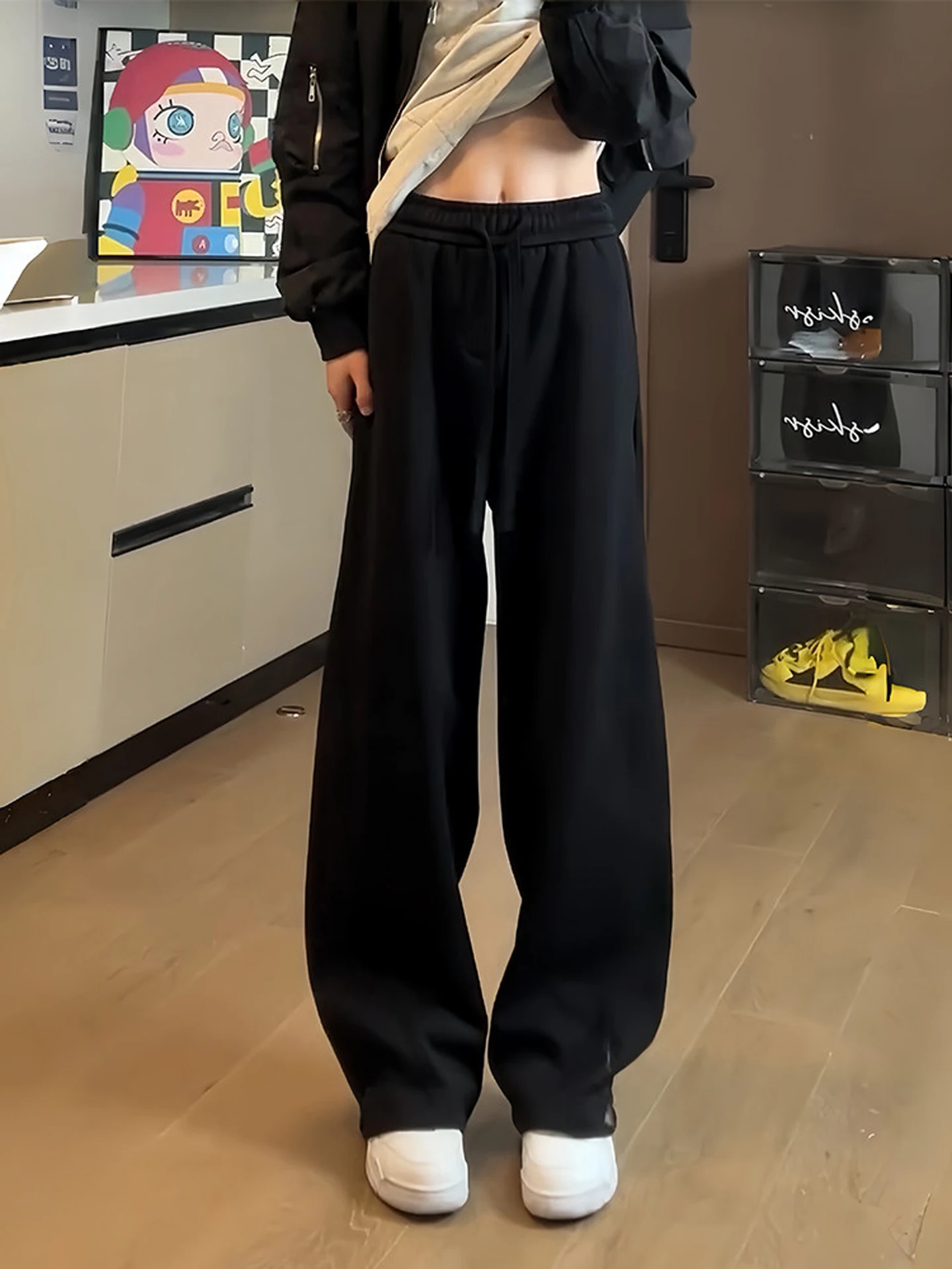 

Мужские зимние спортивные брюки Bla Fce с подкладкой, утепленные, свободные, повседневные, прямого кроя, с расклешенными штанинами, длинные, молодежные, модные