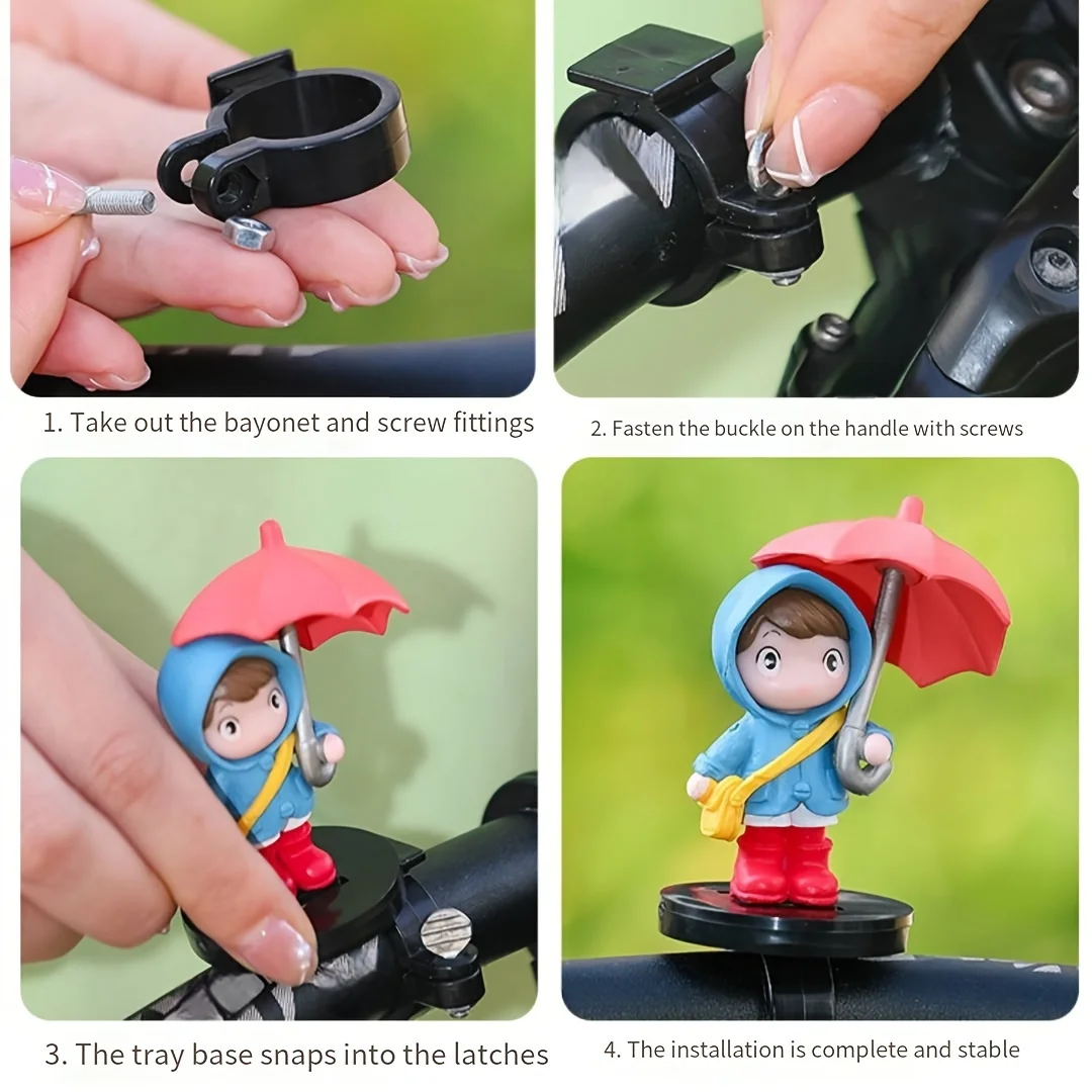 Creative Strap Motorcycle ตุ๊กตาน่ารัก, เครื่องประดับตกแต่งจักรยาน, จักรยานเสือภูเขา, ใหม่ มอเตอร์ไซค์ร่มสาวตกแต่ง, แบตเตอรี่ตกแต่งรถยนต์