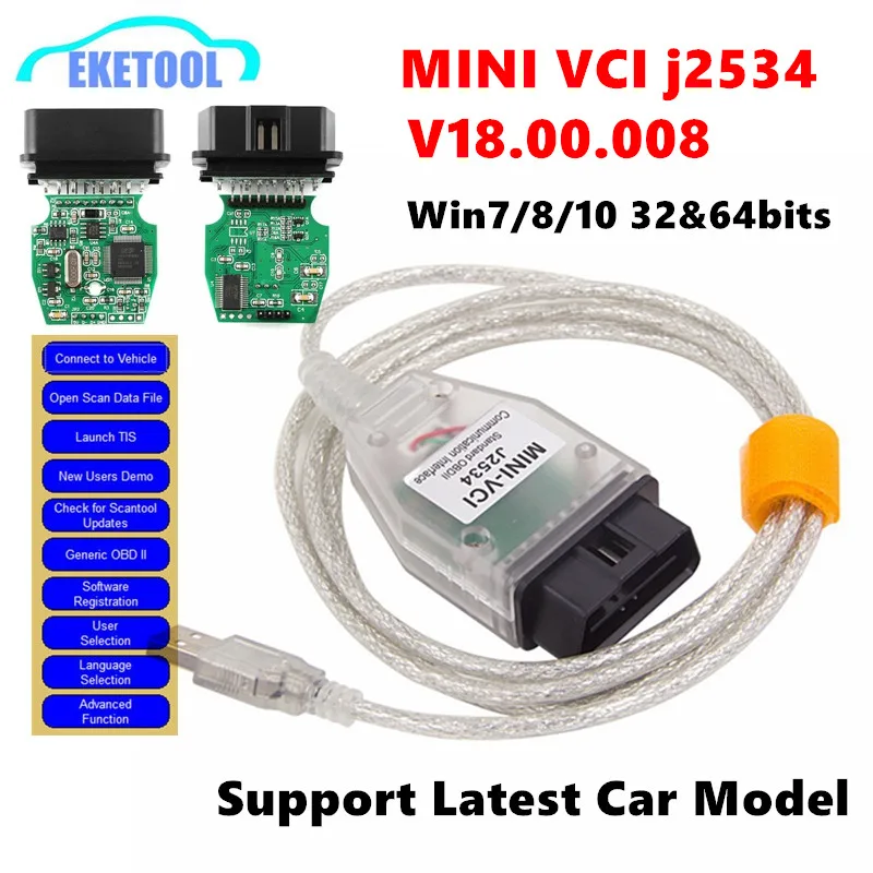 

V18.00.080 MINI VCI j2534 Vehicle Diagnosis Support Latest Car Model For Toyota TIS Techstream Multi-Language