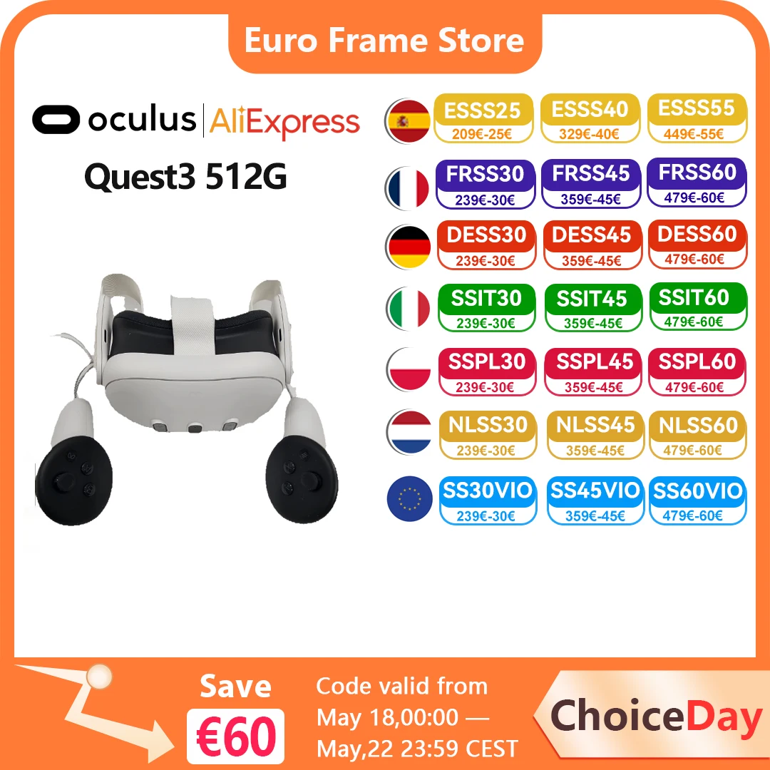 Casque tout-en-un Oculus Quest 3 512G avec casque VR intégré, console de jeu à détection de mouvement, lunettes intelligentes Quest 3 512G