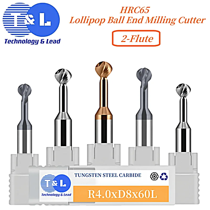 

T&L HRC65 2-Flute R1-6Arched Arc R Milling Cutter For Aluminum/Steel Endmills ToolsTungsten Steel Carbide Lollipop Ball End Mill