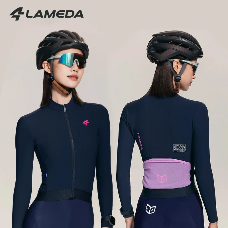 

LAMEDA New Winter Cycling Long Sleeve Jersey for Women Windproof Thermal Fleece Biking Clothing Jersey Cold Weather Riding Gear