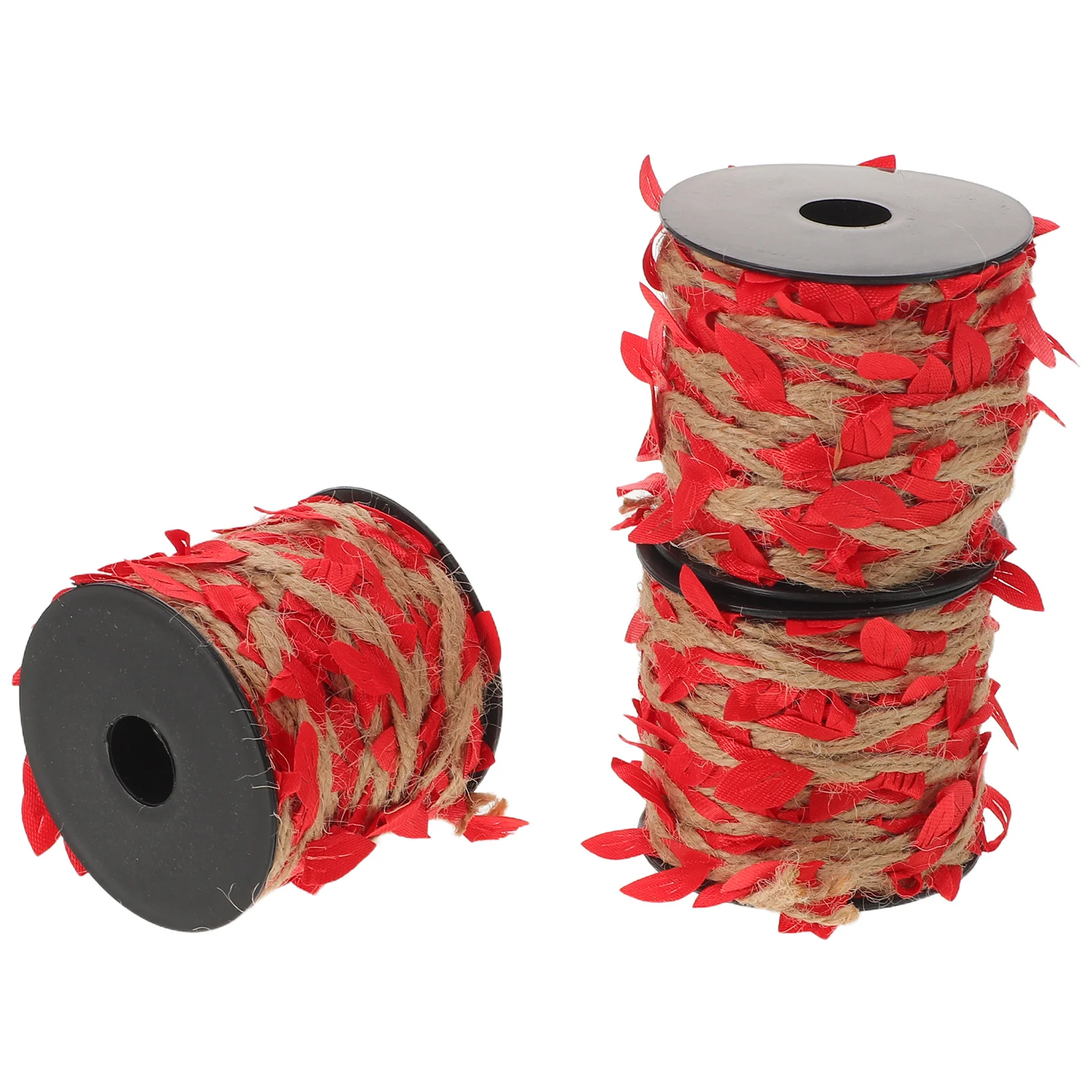 

3 Rolls Simulated Maple Leaf Garland 10M Fake Vine Ribbon Natural Jute Twine Autumn Decoration for Festival Braided Burlap Twine