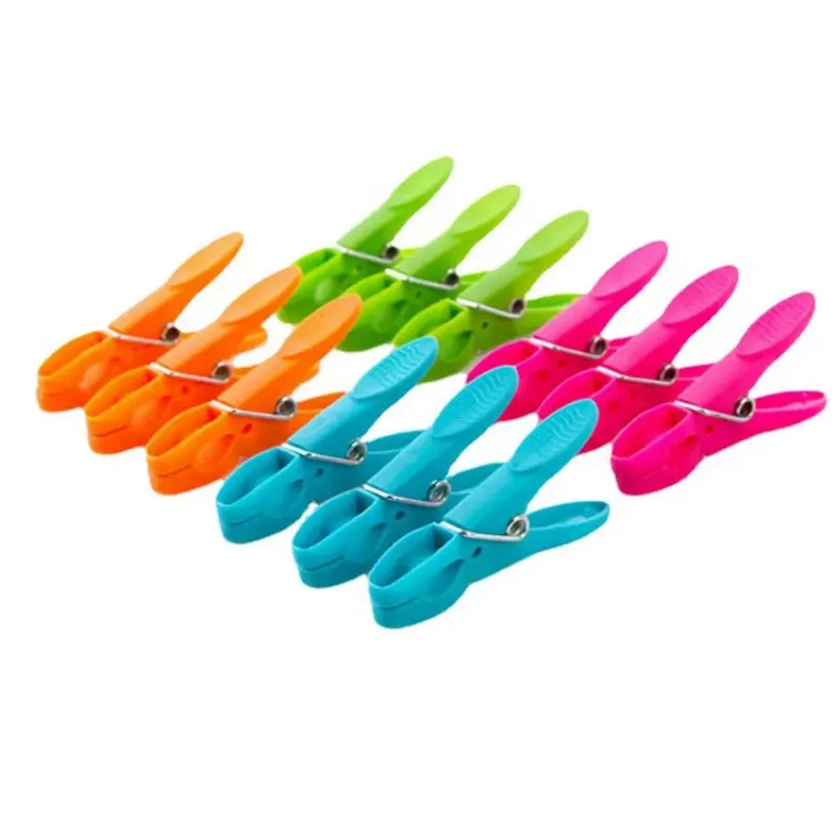 24pcs Colorful Plastic Clothespins, Heavy Duty Laundry Clothes Pins Clips With Springs, Air-Drying Clothing Pin Set