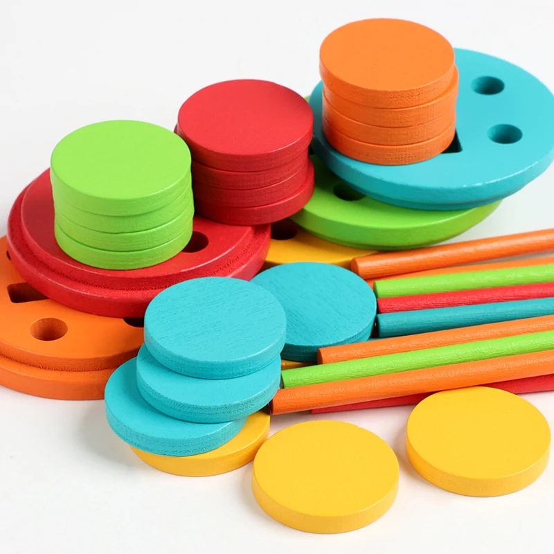 Montessori Color Sorting Cup Shape Color Matching Toys Wooden Sticks Classification Bucket Early Education For Age 3+ Fine Motor