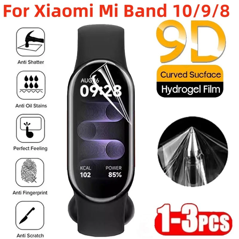 1-3PCS Pellicola Idrogel Per Xiaomi Mi Band 10 9 8 7 Pellicola Protettiva Morbida Smartwatch Protezione Dello Schermo Per Xiaomi Mi Band 10 HD Film