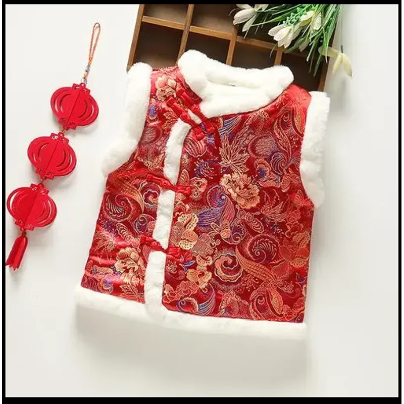 

Толстая куртка без рукавов с вышивкой для девочек, верхняя одежда в винтажном стиле, верхняя одежда на осень, зиму, Рождество, Новый год, подарок