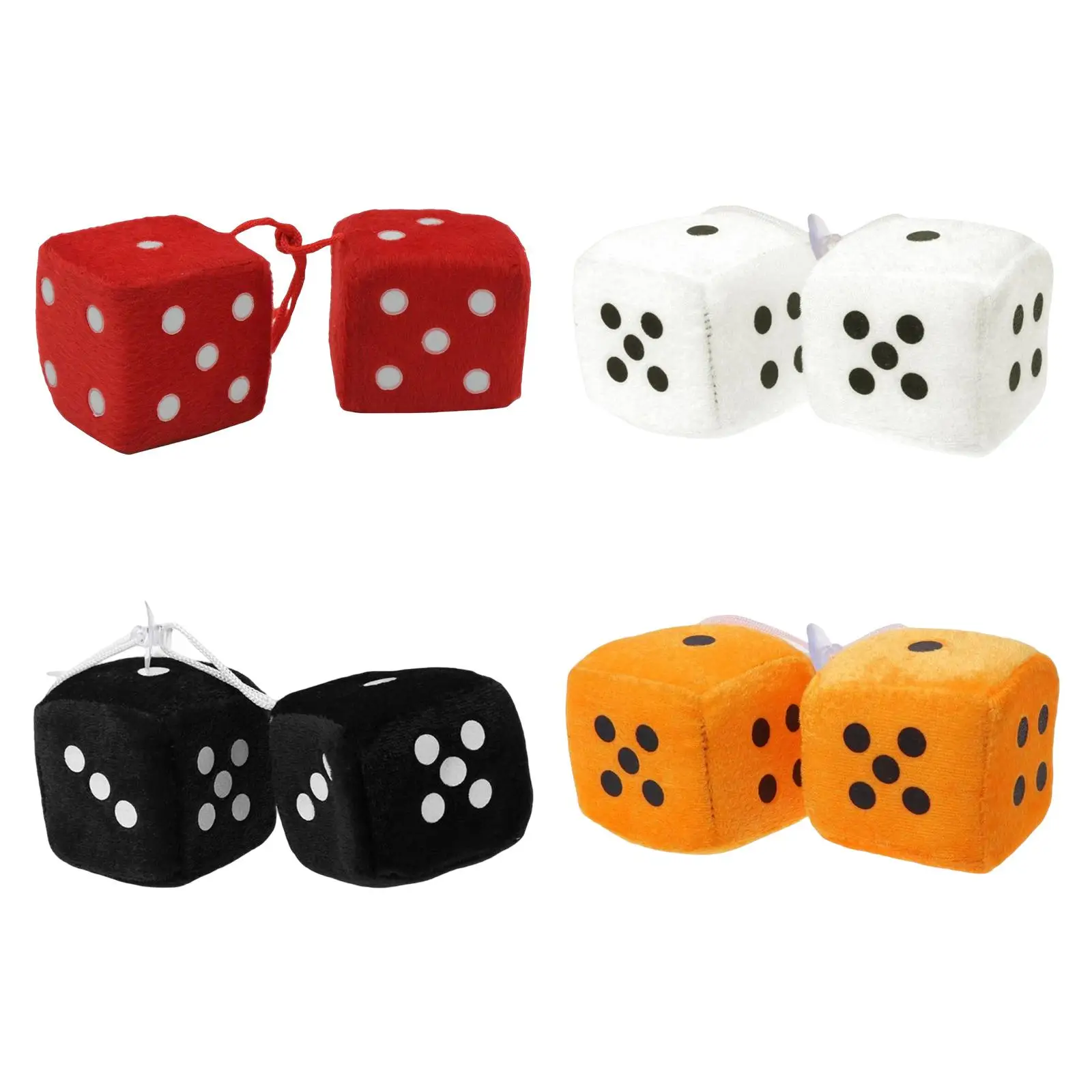 

Pack of 2-6 Pieces, Retro Fuzzy Dice with Dots, Plush Dice, Ornament