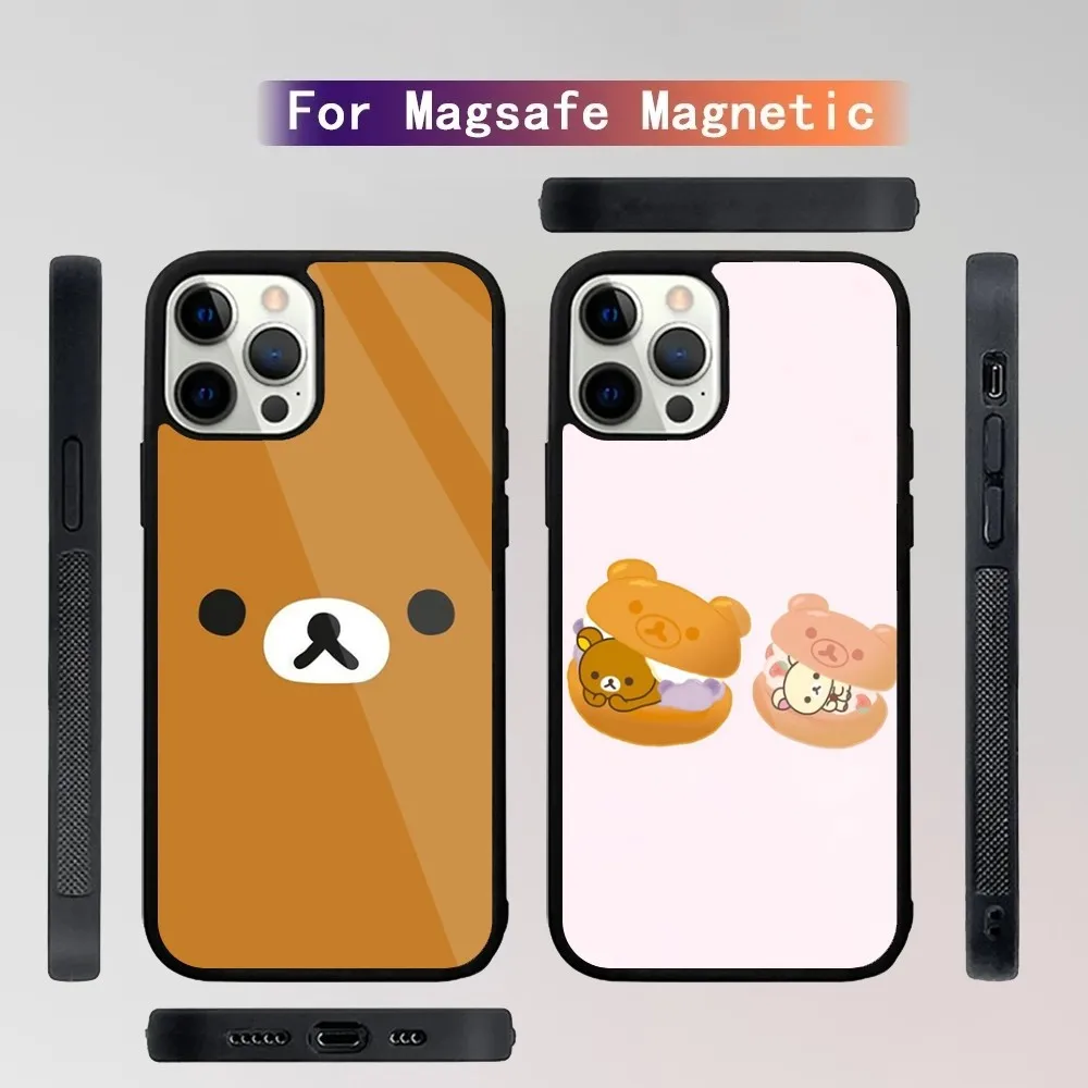 Cute R-Rilakkuma bear Phone Case For iPhone 15,14,13,12,11,Plus,Pro,Max Mini Magsafe Magnetic Wireless Charging