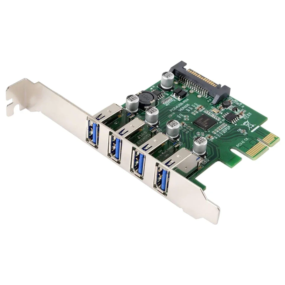 Adapted for Low Profile 4 Ports PCI-E to USB 3.0 HUB PCI Express Expansion Card Adapter 5Gbps USB1.1/2.0/3.0 Operating Systems